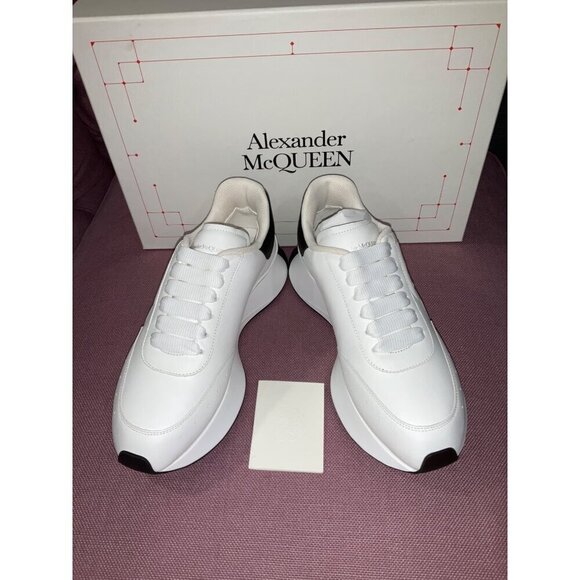 Alexander McQueen Sprint Runner Sneakers in White & Black 38 New with Box Womens - Picture 9 of 16